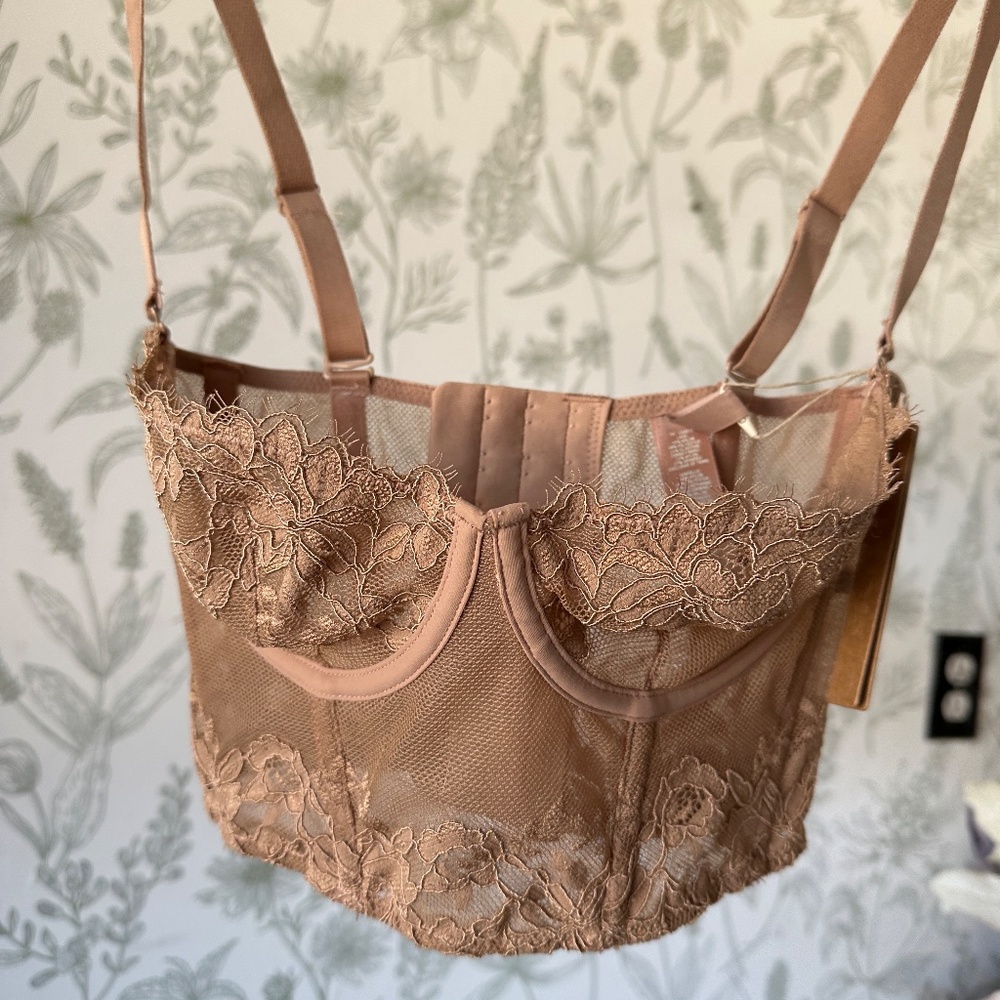 SKIMS LACE UNLINED BALCONETTE CORSET BA-BAL 3335 SIENNA Size XS